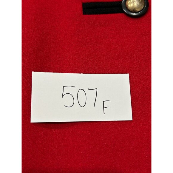 Vintage 90s Harris Wallace Red Black Wool Blend Military Style Jacket Size 8P - Picture 7 of 7